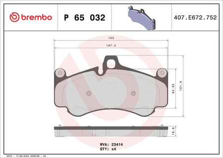 Brembo P65032 Brake Pad Set, disc parking brake - 1