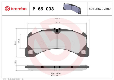 Brembo P65033 Brake Pad Set, disc brake - 1