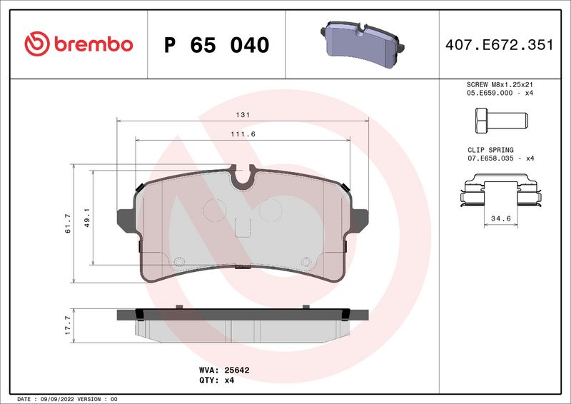 Brembo P65040 Brake Pad Set, disc brake - 1