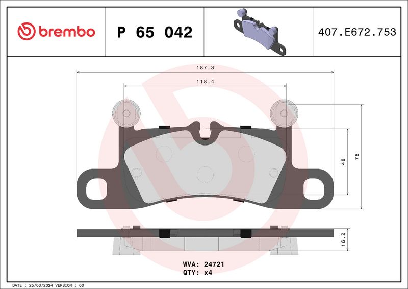 Brembo P65042 Brake Pad Set, disc brake - 1