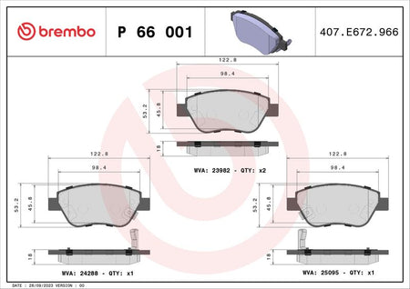 Brembo P66001 Brake Pad Set, disc brake - 1