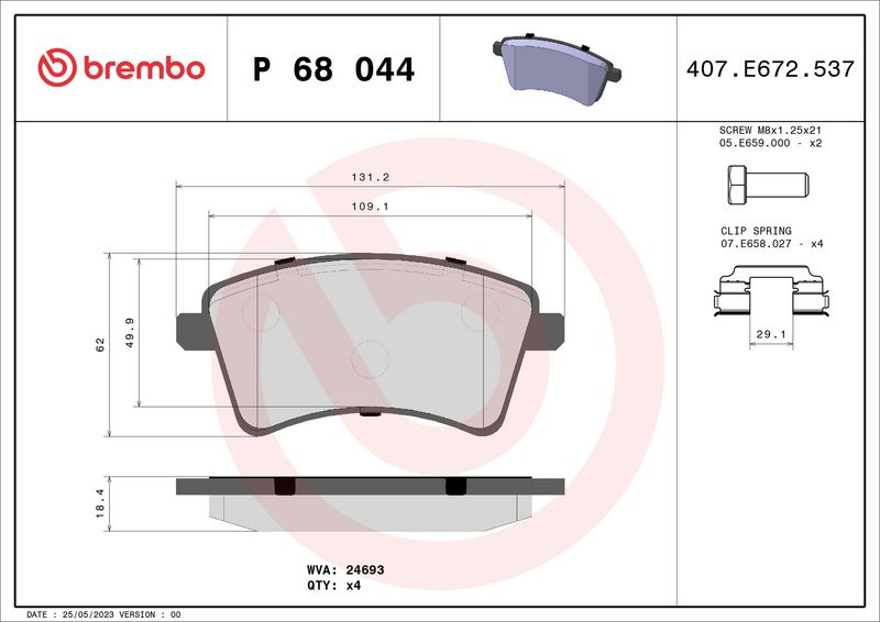 Brembo P68044 Brake Pad Set, disc brake - 1