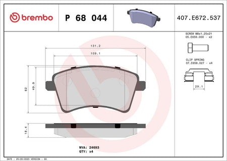 Brembo P68044 Brake Pad Set, disc brake - 1