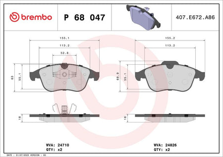 Brembo P68047 Brake Pad Set, disc brake - 1
