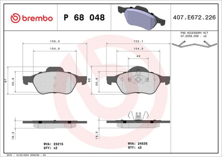 Brembo P68048 Brake Pad Set, disc brake - 1