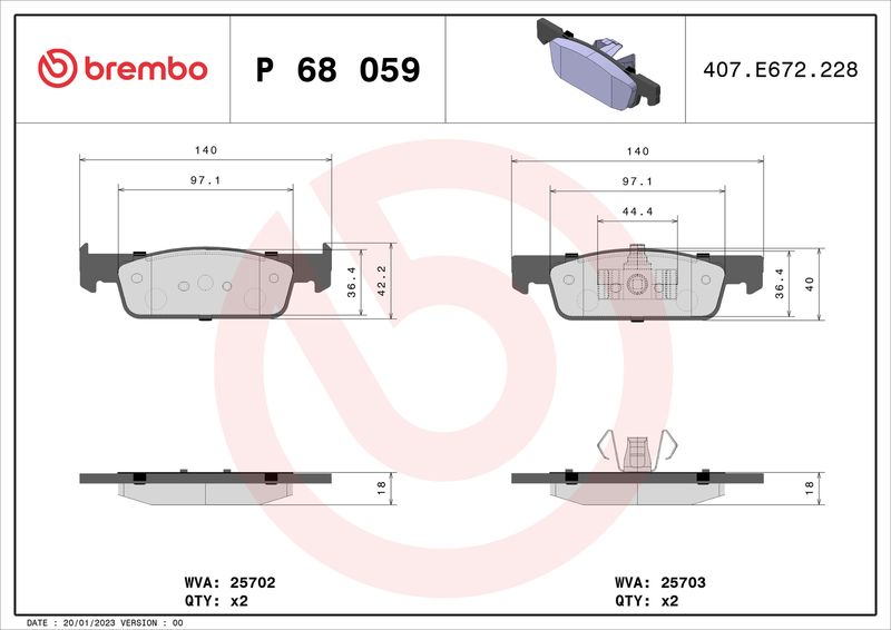 Brembo P68059 Brake Pad Set, disc brake - 1