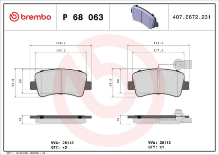 Brembo P68063 Brake Pad Set, disc brake - 1