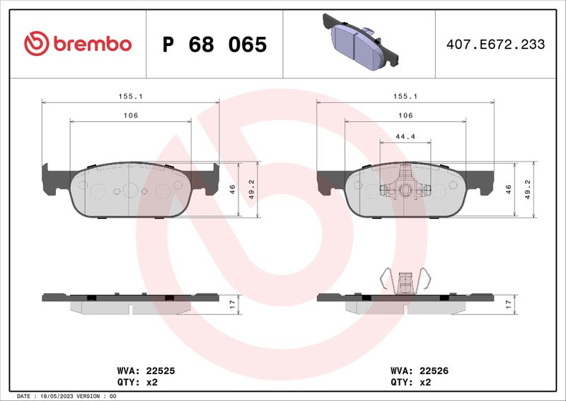 Brembo P68065 Brake Pad Set, disc brake - 1