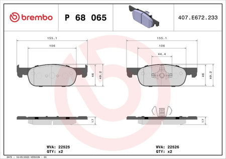 Brembo P68065 Brake Pad Set, disc brake - 1