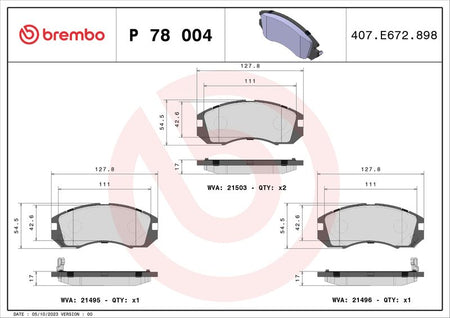 Brembo P78004 Brake Pad Set, disc brake - 1