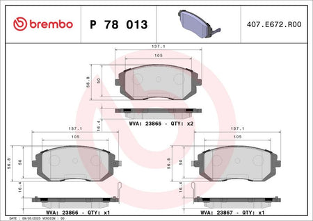 Brembo P78013X Brake Pad Set, disc brake - 1