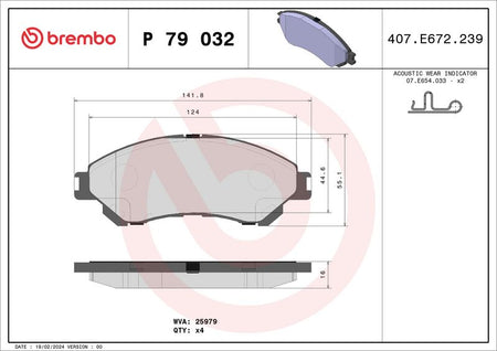 Brembo P79032 Brake Pad Set, disc brake - 1