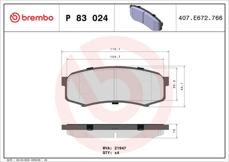 Brembo P83024 Brake Pad Set, disc brake - 1
