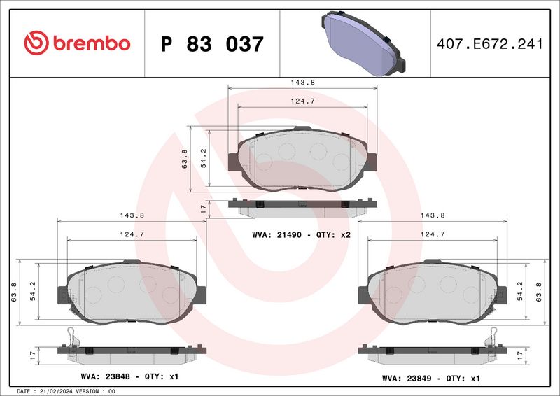 Brembo P83037 Brake Pad Set, disc brake - 1