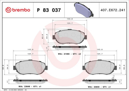 Brembo P83037 Brake Pad Set, disc brake - 1