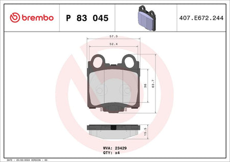 Brembo P83045 Brake Pad Set, disc brake - 1
