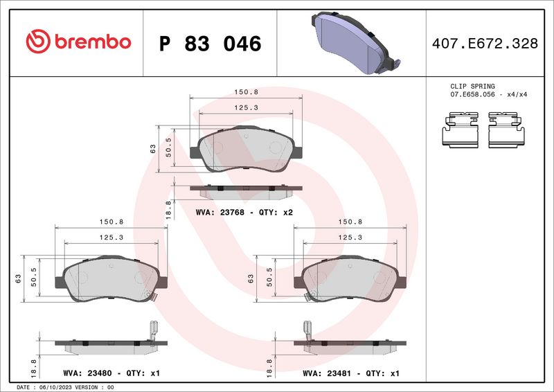 Brembo P83046 Brake Pad Set, disc brake - 1