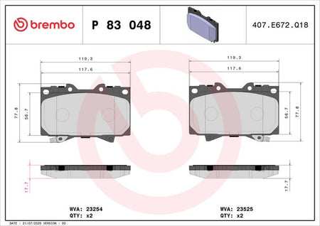 Brembo P83048 Brake Pad Set, disc brake - 2