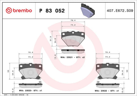 Brembo P83052 Brake Pad Set, disc brake - 1