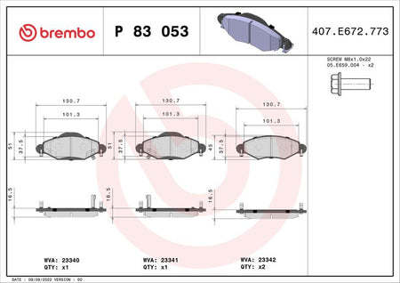 Brembo P83053 Brake Pad Set, disc brake - 1