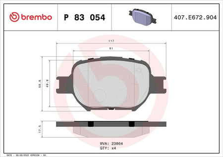 Brembo P83054 Brake Pad Set, disc brake - 1