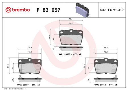 Brembo P83057 Brake Pad Set, disc brake - 1