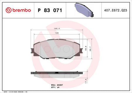 Brembo P83071 Brake Pad Set, disc brake - 2