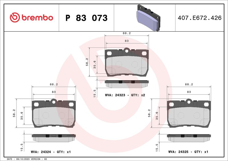 Brembo P83073 Brake Pad Set, disc brake - 1