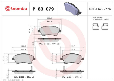 Brembo P83079 Brake Pad Set, disc brake - 1