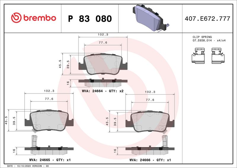 Brembo P83080 Brake Pad Set, disc brake - 1