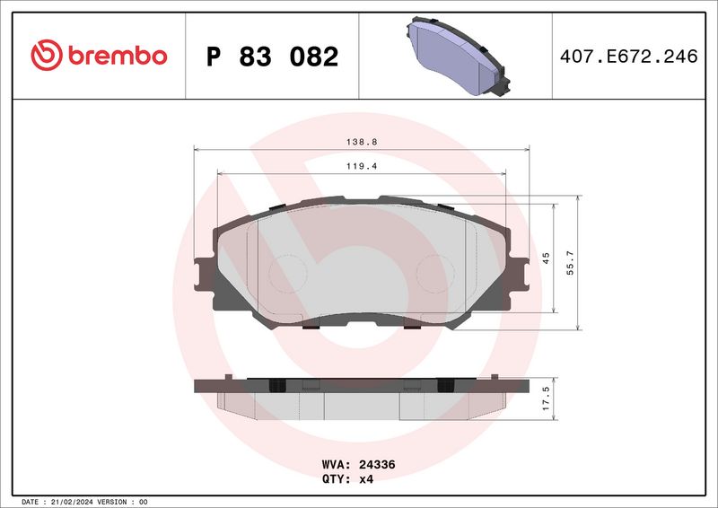 Brembo P83082 Brake Pad Set, disc brake - 1