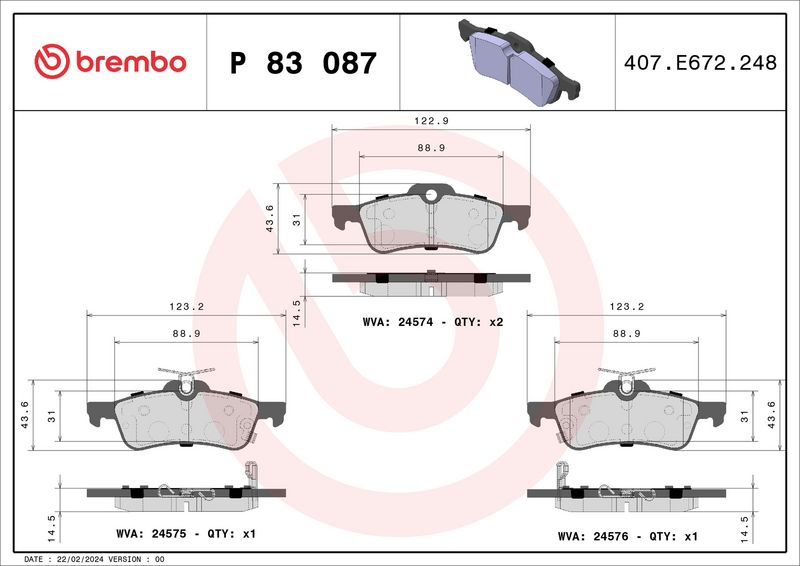 Brembo P83087 Brake Pad Set, disc brake - 1