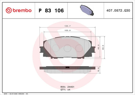 Brembo P83106 Brake Pad Set, disc brake - 2