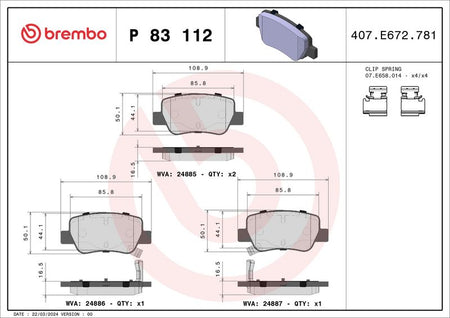 Brembo P83112 Brake Pad Set, disc brake - 1