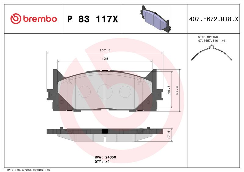 Brembo P83117X Brake Pad Set, disc brake - 2