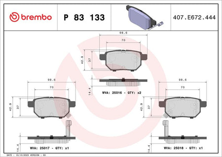 Brembo P83133 Brake Pad Set, disc brake - 1