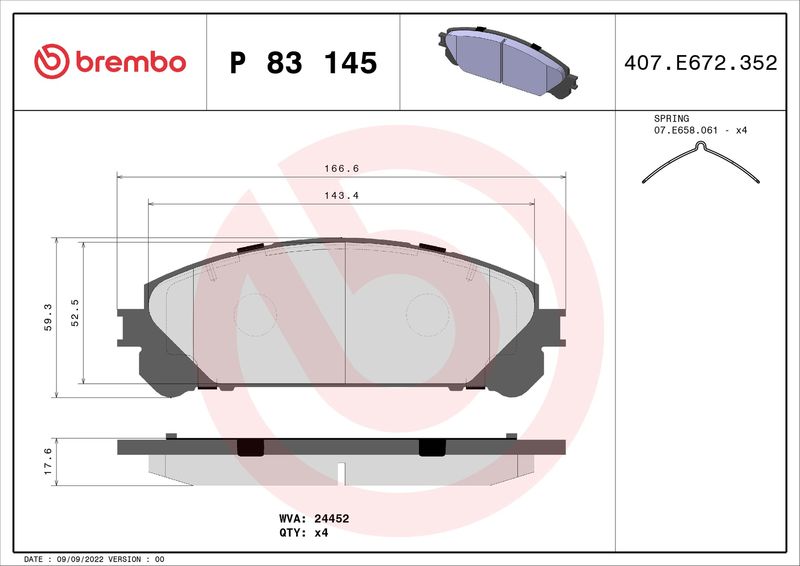 Brembo P83145 Brake Pad Set, disc brake - 1