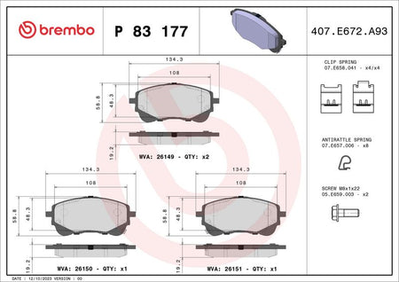 Brembo P83177 Brake Pad Set, disc brake - 1