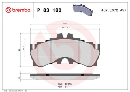 Brembo P83180 Brake Pad Set, disc brake - 1