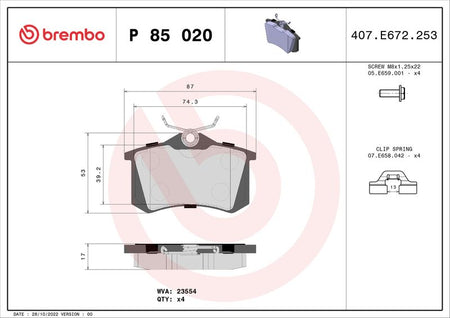 Brembo P85020X Brake Pad Set, disc brake - 1