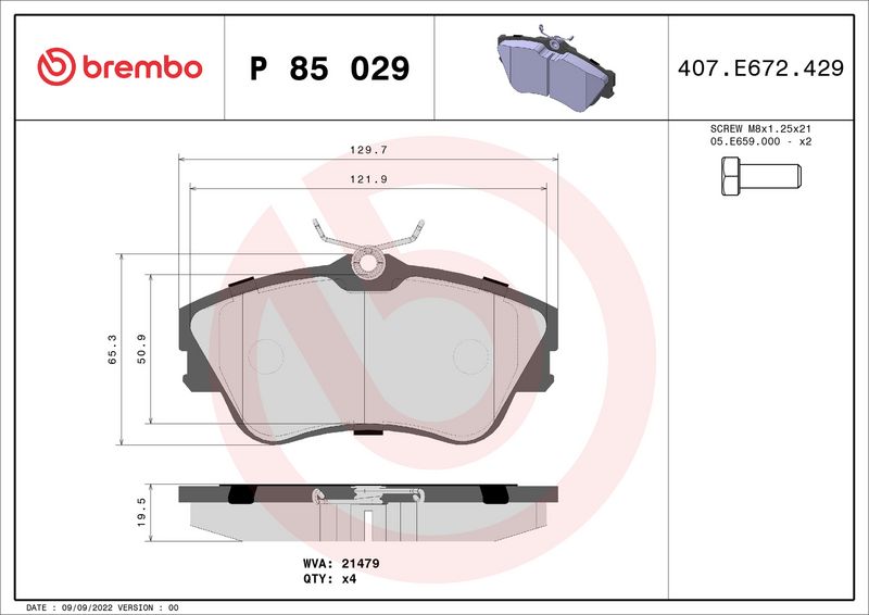 Brembo P85029 Brake Pad Set, disc brake - 1