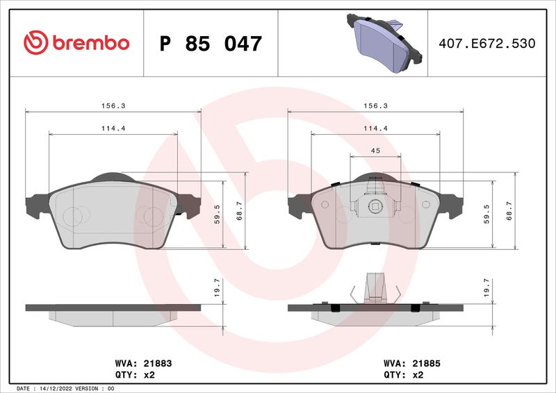Brembo P85047 Brake Pad Set, disc brake - 1