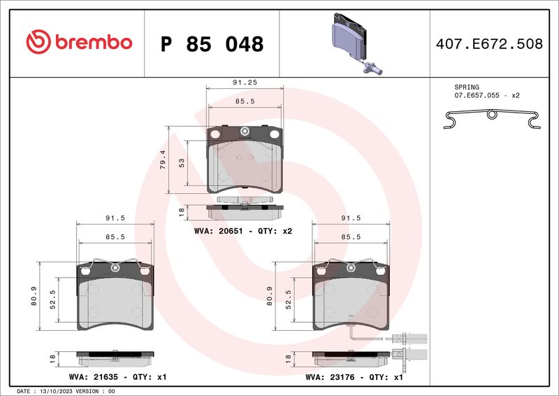 Brembo P85048 Brake Pad Set, disc brake - 1