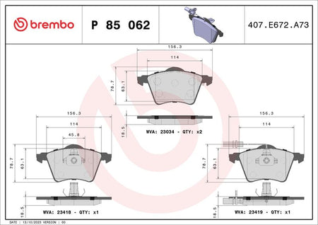 Brembo P85062 Brake Pad Set, disc brake - 1