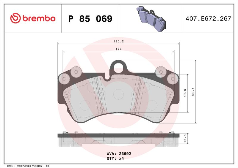 Brembo P85069 Brake Pad Set, disc brake - 1