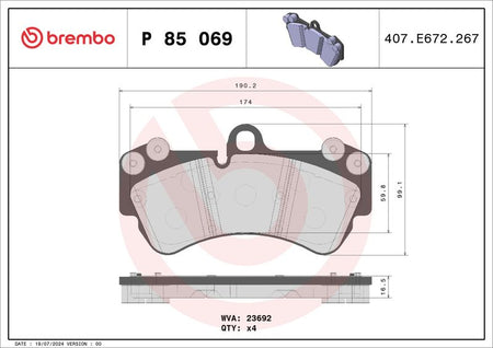 Brembo P85069 Brake Pad Set, disc brake - 1