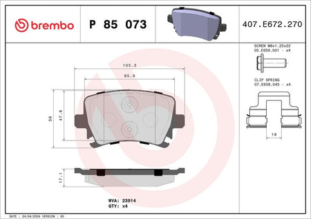 Brembo P85073 Brake Pad Set, disc brake - 1