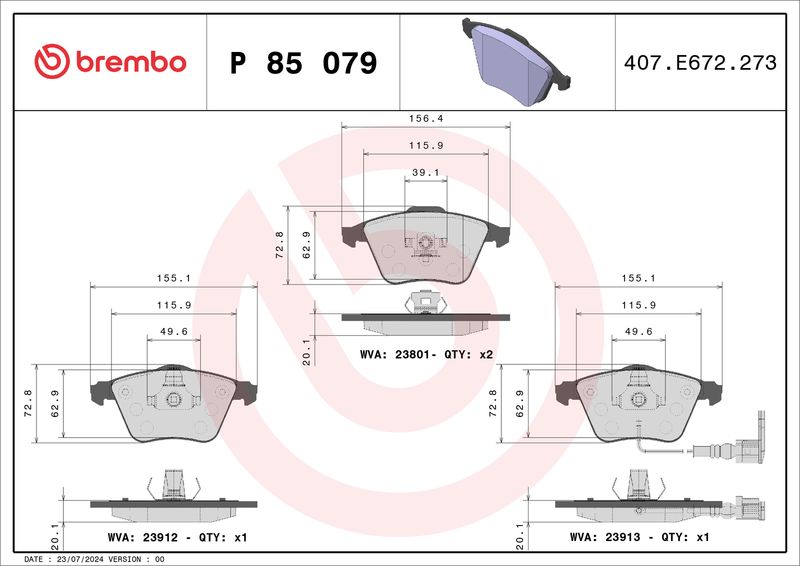 Brembo P85079 Brake Pad Set, disc brake - 1