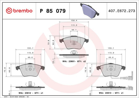 Brembo P85079 Brake Pad Set, disc brake - 1