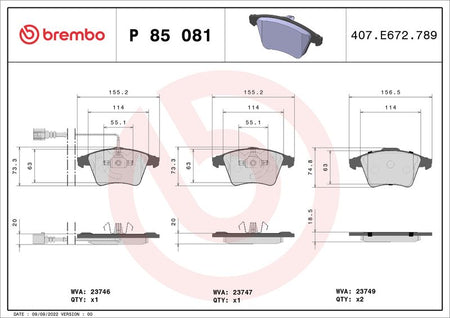 Brembo P85081 Brake Pad Set, disc brake - 1